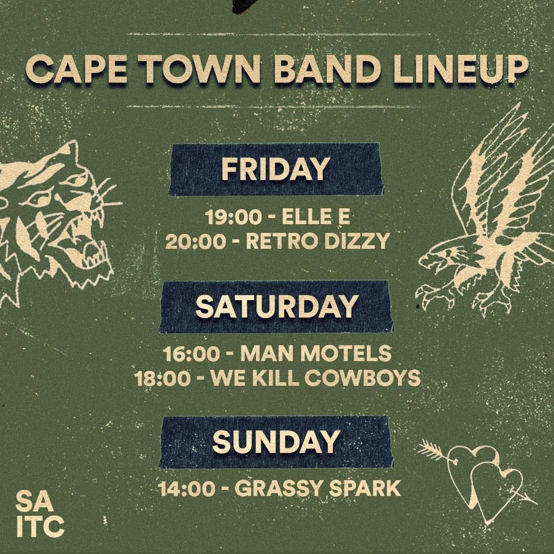 SA Tattoo Convention - Cape Town Band Lineup: Elle E - Retro Dizzy - Man Motels - We Kill Cowboys - Grassy SparkGiggity, Cape Town