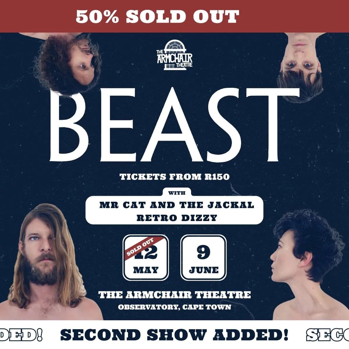 Exciting news! After an 8-year hiatus, Beast is back, and their May 12th show sold out quickly! But don't fret, we've added a second date on June 9th due to popular demand. Don't miss out on their stunning stage presence and unforgettable sound. Grab your tickets starting at R150 from the link in our bio before they sell out again!
A special guest supporting act will be annouced