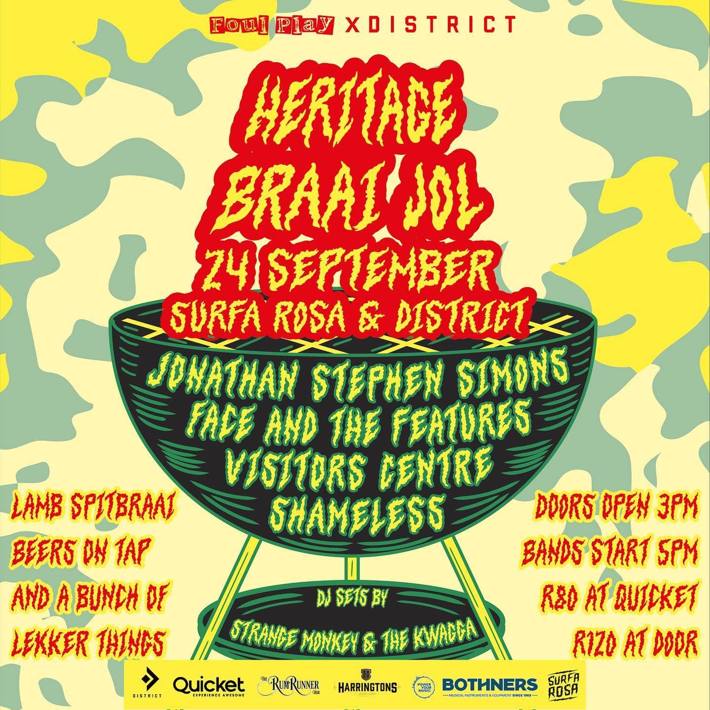 HERITAGE DAY - Foul Play & District Presents: Shameless, Visitors Centre, Face & The Features & Jonathan Stephen SimonsGiggity, Cape Town